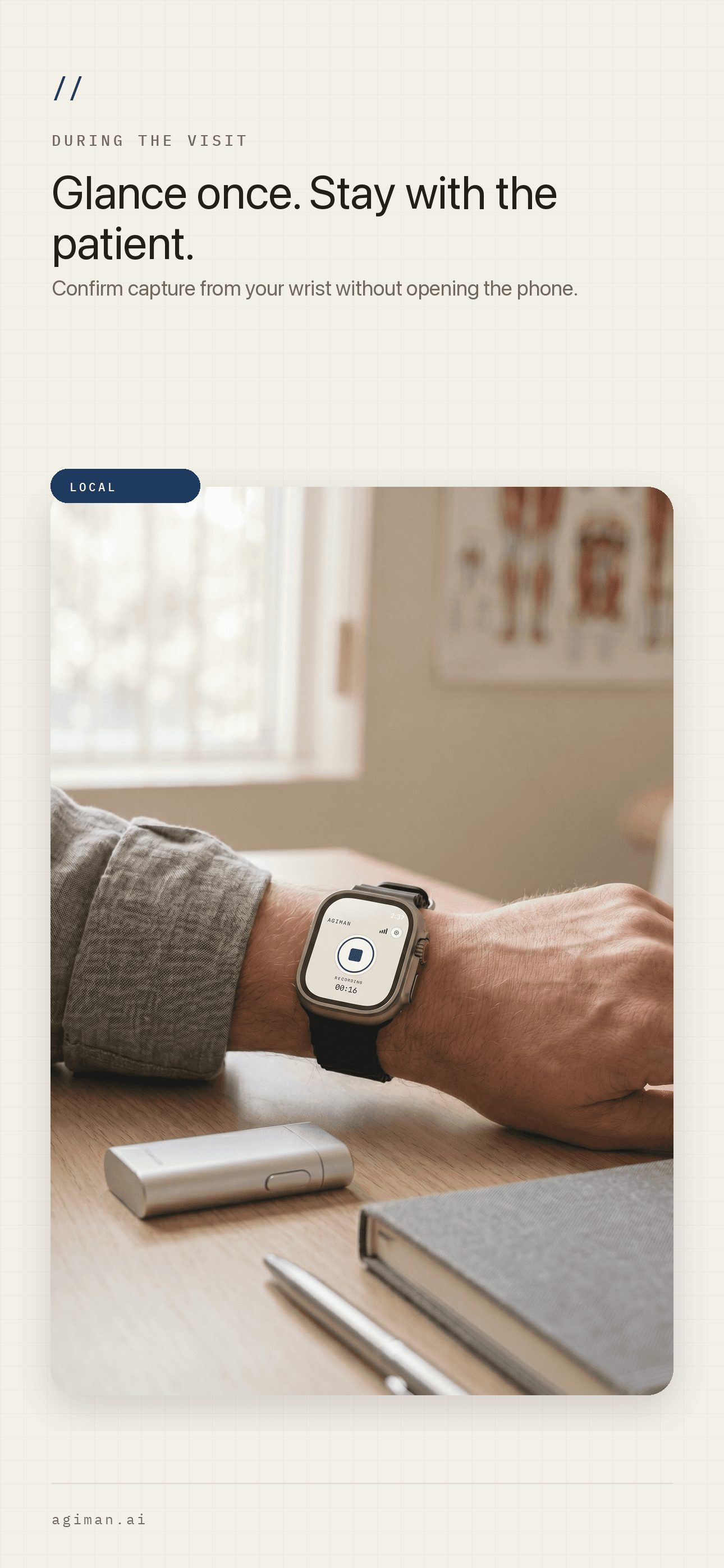 Basis Apple Watch recording screenshot showing a visit recording in progress.